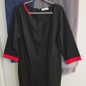 Black Dress with Red Accents